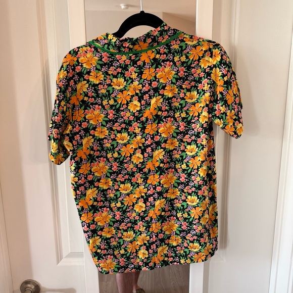 Maje Cikael Piped Floral-Motif Shirt Size 1 Color Yellow Green - Picture 4 of 4